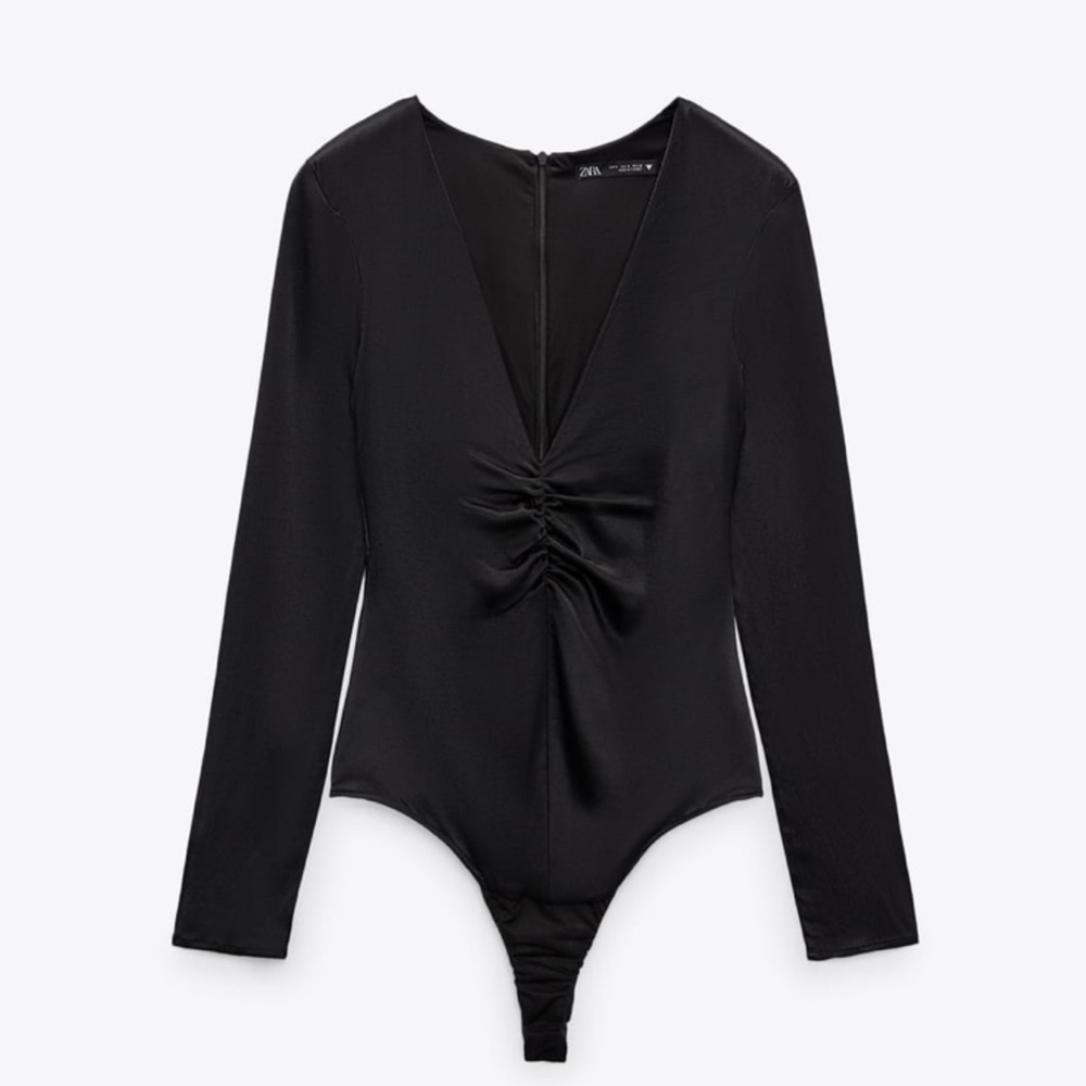 Zara Black Long Sleeve Bodysuit